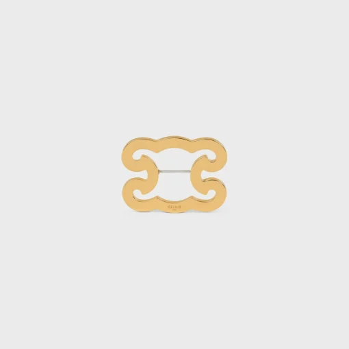 Triomphe Frame Brooch in Brass with Gold Finish and Steel