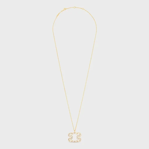 Triomphe Frame Sparkle Necklace in Strass and Brass with Gold Finish