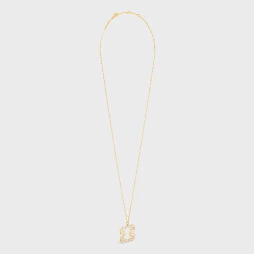 Triomphe Frame Sparkle Necklace in Strass and Brass with Gold Finish