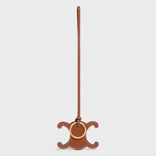 TRIOMPHE KEYRING CHARM in SMOOTH CALFSKIN with GOLD FINISHING