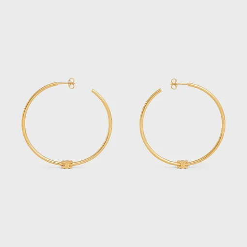 Triomphe Large Hoops in Brass with Gold Finish