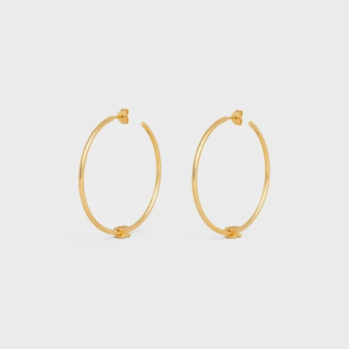 Triomphe Large Hoops in Brass with Gold Finish
