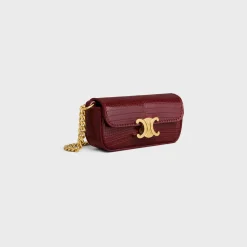 TRIOMPHE LIPSTICK CASE ON CHAIN IN LIZARD