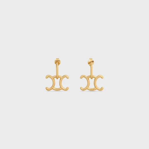 Triomphe Lock Earrings in Brass with Gold Finish