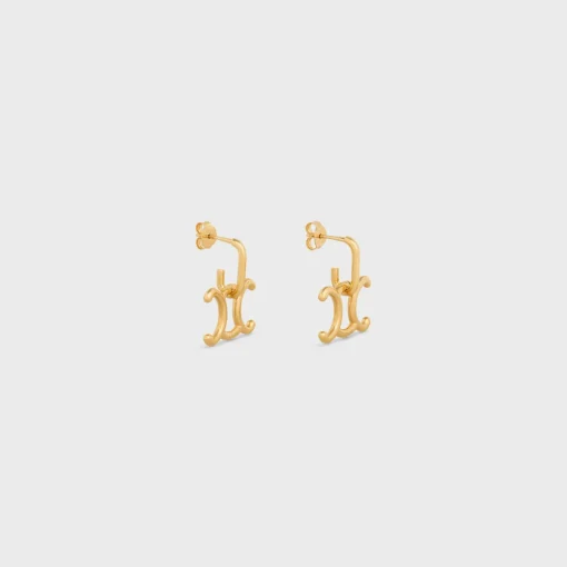 Triomphe Lock Earrings in Brass with Gold Finish