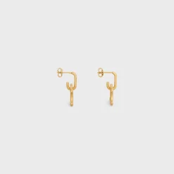 Triomphe Lock Earrings in Brass with Gold Finish