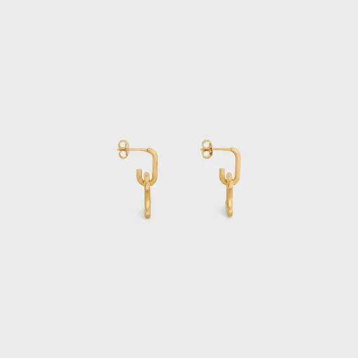 Triomphe Lock Earrings in Brass with Gold Finish