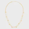 Triomphe Pearl Double Necklace in Brass with Gold Finish and Resin Pearls