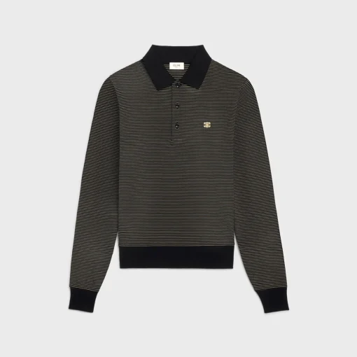 triomphe polo shirt in finely striped cotton jersey