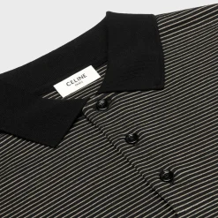 triomphe polo shirt in finely striped cotton jersey