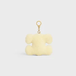 TRIOMPHE pom-pom keyring with heart in SHEARLING AND ACETATE with GOLD FINISHING