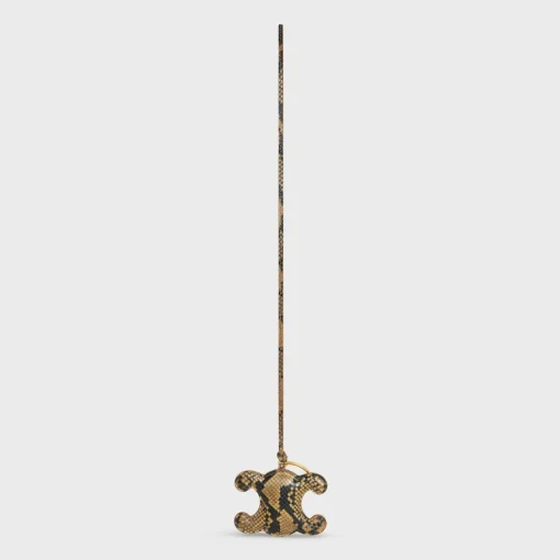 TRIOMPHE pom-pom keyring in PYTHON with Gold Finishing