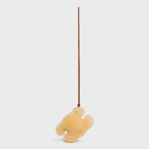 TRIOMPHE POM-POM KEYRING in SHEARLING AND SMOOTH CALFSKIN