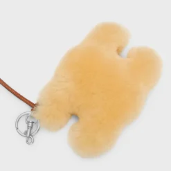 TRIOMPHE POM-POM KEYRING in SHEARLING AND SMOOTH CALFSKIN