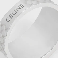 Triomphe Python Signet Ring in Onyx and Sterling Silver with Rhodium finish