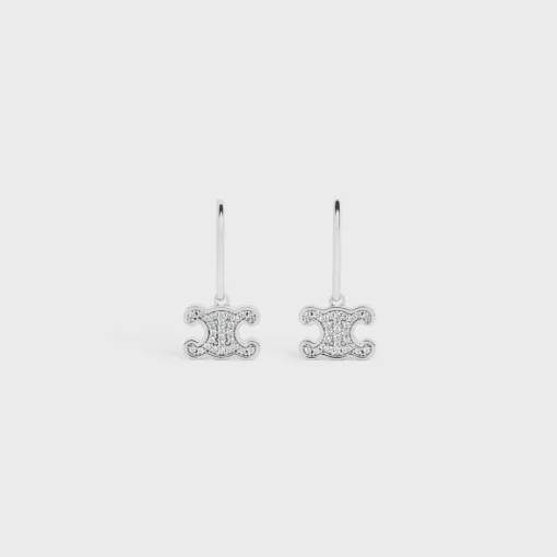 Triomphe Rhinestone Earrings in Brass with Rhodium Finish and Crystals