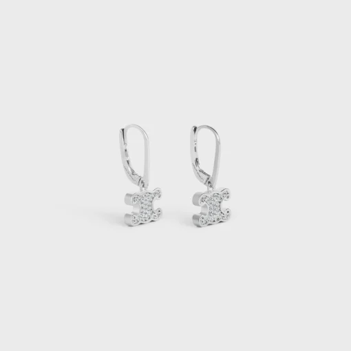 Triomphe Rhinestone Earrings in Brass with Rhodium Finish and Crystals