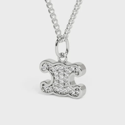 Triomphe Rhinestone Necklace in Brass with Rhodium Finish and Crystals
