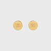 Triomphe Signet Earrings in Brass with Gold Finish