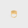 Triomphe Signet Ring in Brass with Gold Finish