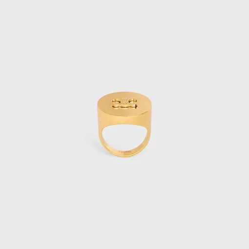 Triomphe Signet Ring in Brass with Gold Finish