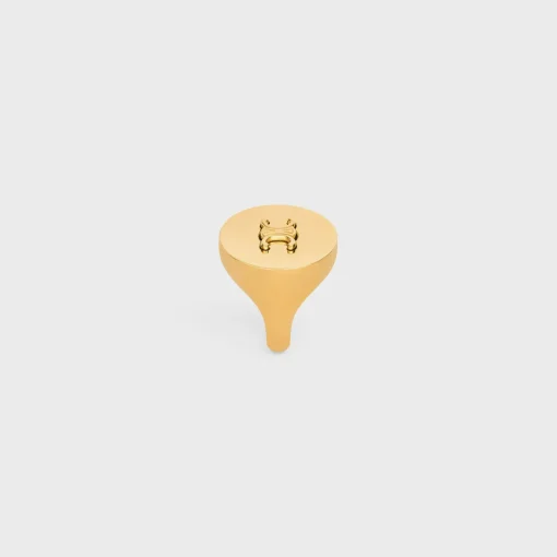 Triomphe Signet Ring in Brass with Gold Finish