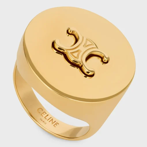 Triomphe Signet Ring in Brass with Gold Finish
