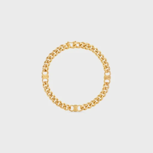 Triomphe Small Gourmette Bracelet in Brass with Gold Finish