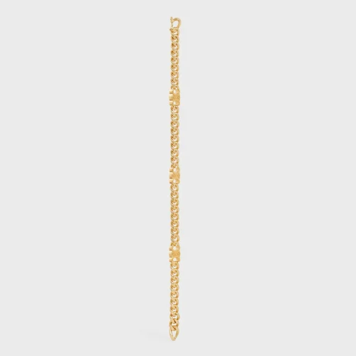 Triomphe Small Gourmette Bracelet in Brass with Gold Finish