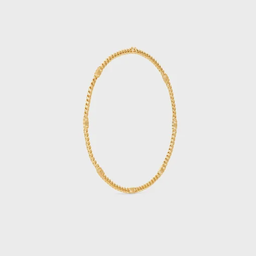 Triomphe Small Gourmette Necklace in Brass with Gold Finish