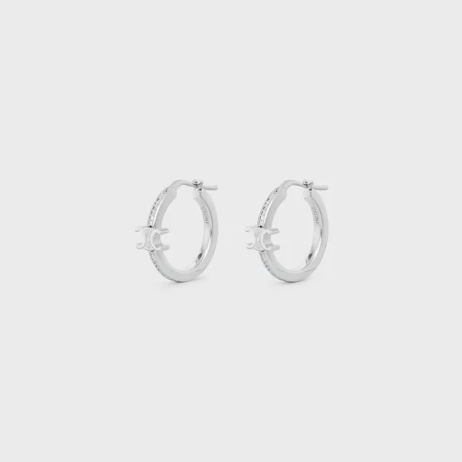 Triomphe Sparkle Hoops in Strass and Brass with Rhodium Finish