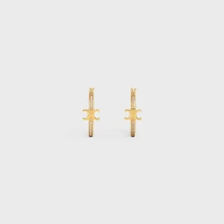 Triomphe Sparkle Hoops in Strass and Brass with Gold Finish