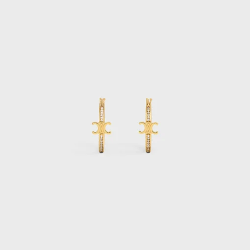 Triomphe Sparkle Hoops in Strass and Brass with Gold Finish