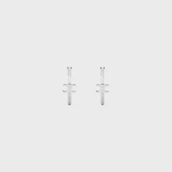 Triomphe Sparkle Hoops in Strass and Brass with Rhodium Finish
