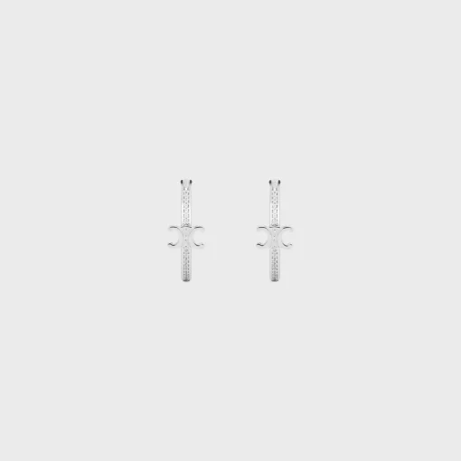 Triomphe Sparkle Hoops in Strass and Brass with Rhodium Finish