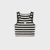triomphe striped crop top in crocheted cotton