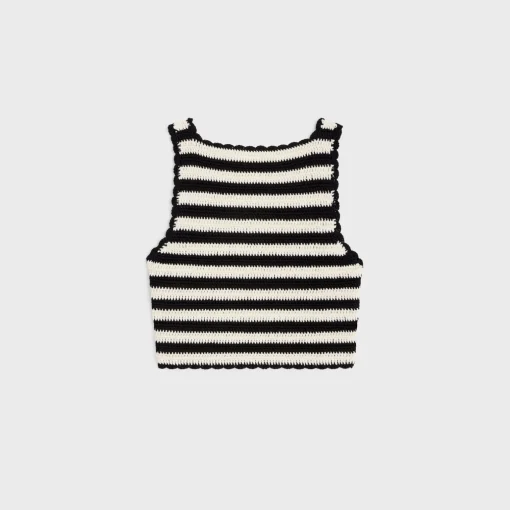 triomphe striped crop top in crocheted cotton