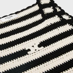 triomphe striped crop top in crocheted cotton