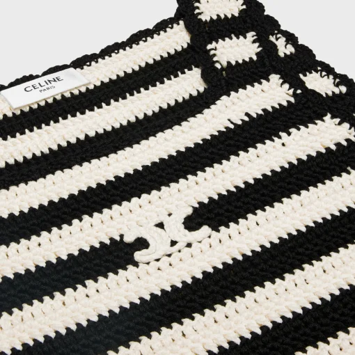 triomphe striped crop top in crocheted cotton