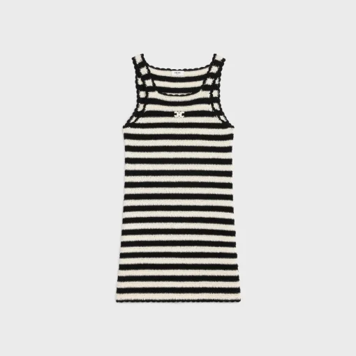 triomphe striped mini dress in crocheted cotton