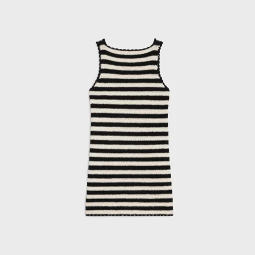 triomphe striped mini dress in crocheted cotton