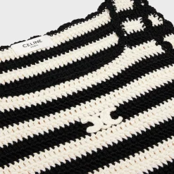triomphe striped mini dress in crocheted cotton