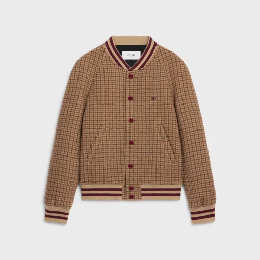 triomphe teddy jacket in houndstooth wool