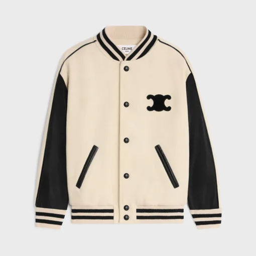 triomphe teddy jacket in textured wool