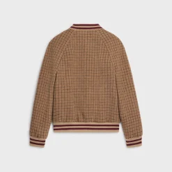 triomphe teddy jacket in houndstooth wool