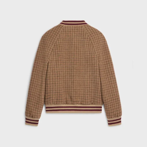 triomphe teddy jacket in houndstooth wool