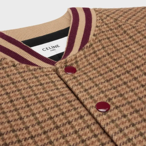 triomphe teddy jacket in houndstooth wool