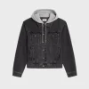 trucker jacket in charcoal wash denim
