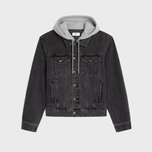 trucker jacket in charcoal wash denim