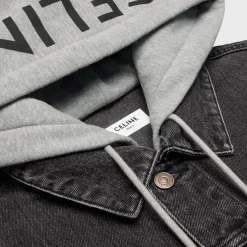 trucker jacket in charcoal wash denim